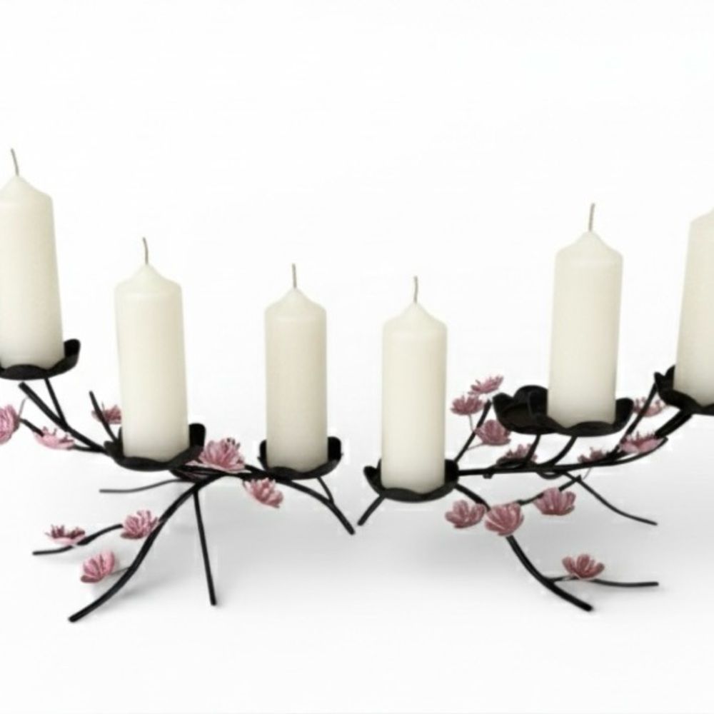 Vintage Set of 2 PartyLite Cherry Blossom Candle Holders - Retired P90553 Pair